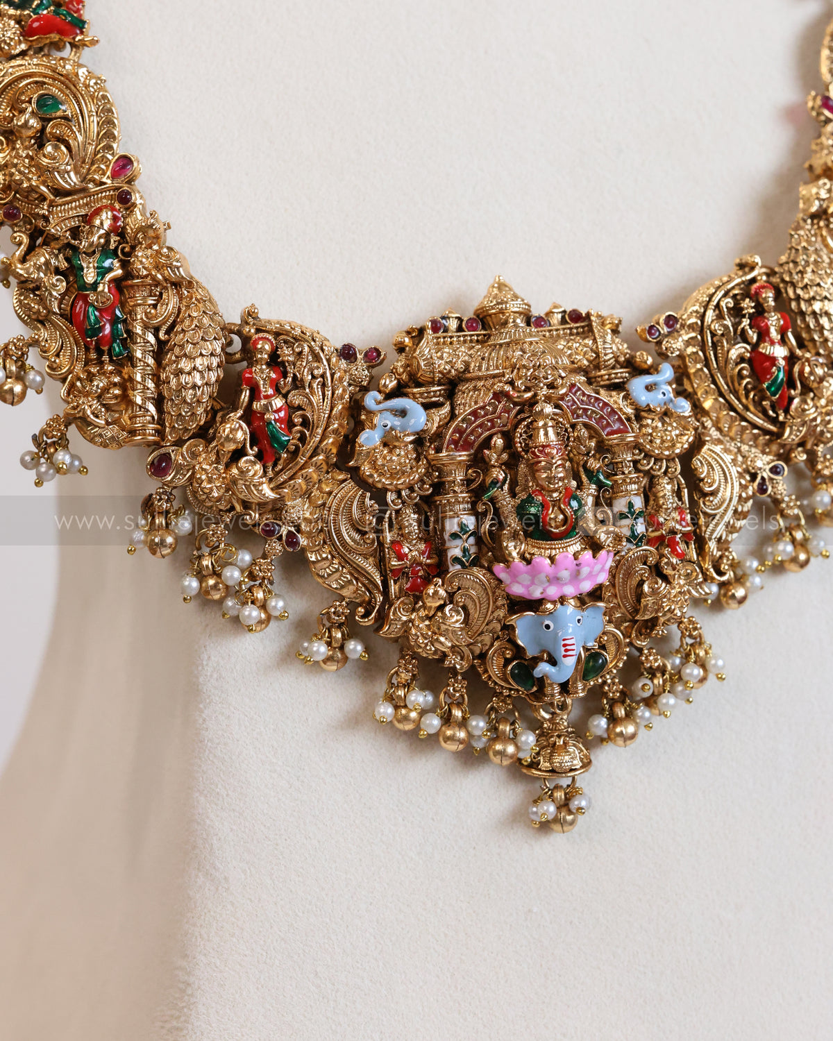 854 - Sullie Basic - Elephant Goddess Meenakari Bridal Combo ( 3 piece )