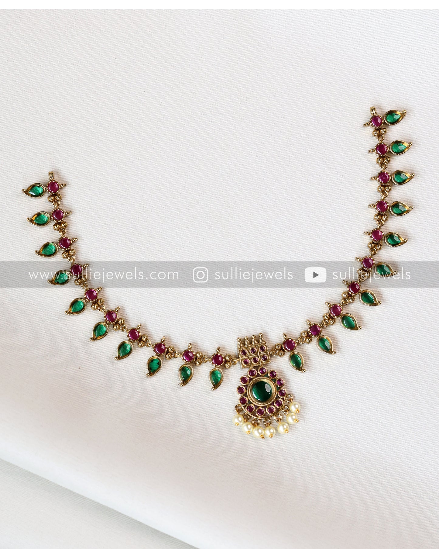 Premium Palakka Necklace/Maala with Jhumka