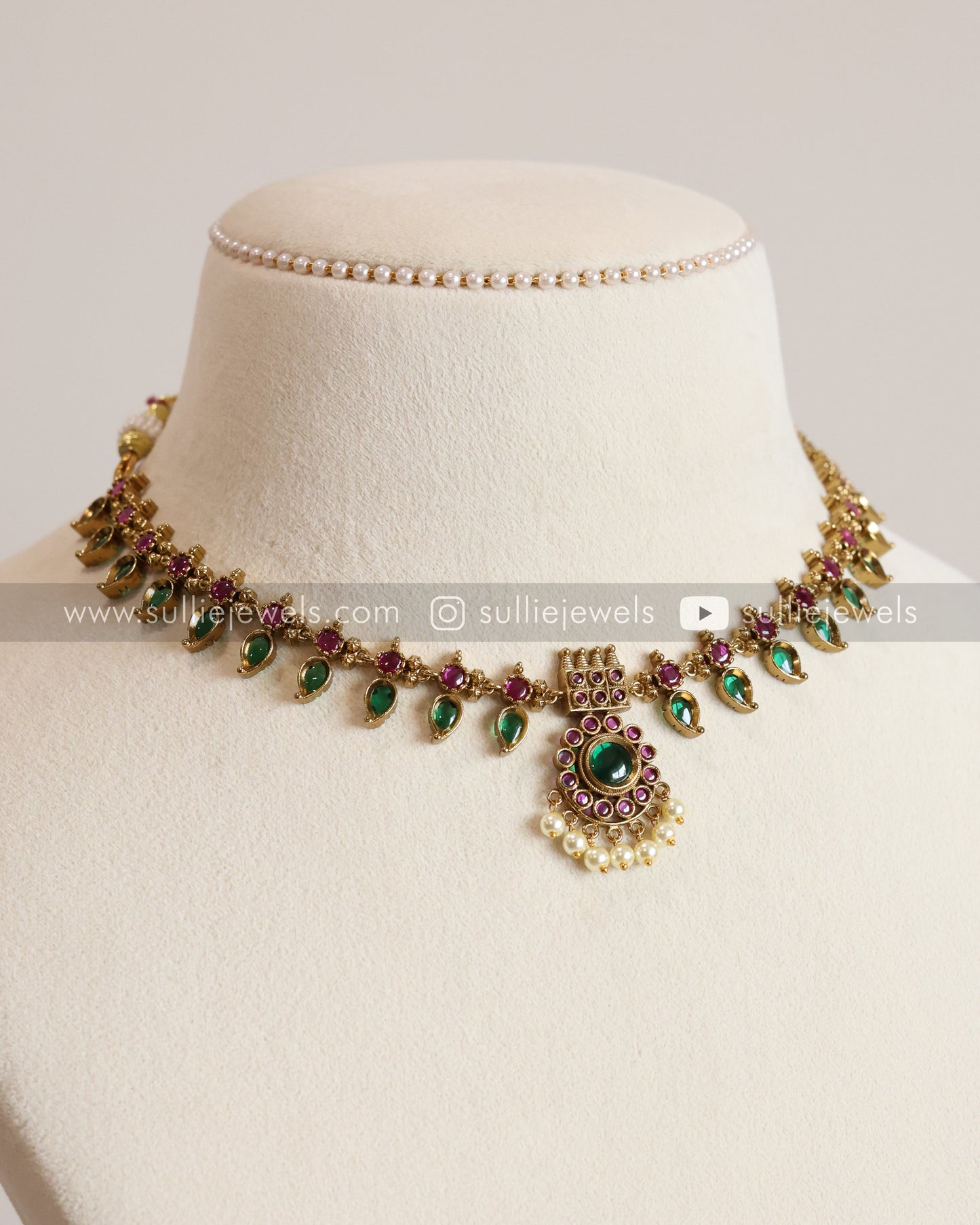 Premium Palakka Necklace/Maala with Jhumka