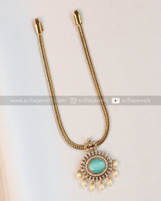 Pastel Green Centre Stone Necklace / Choker with Stud