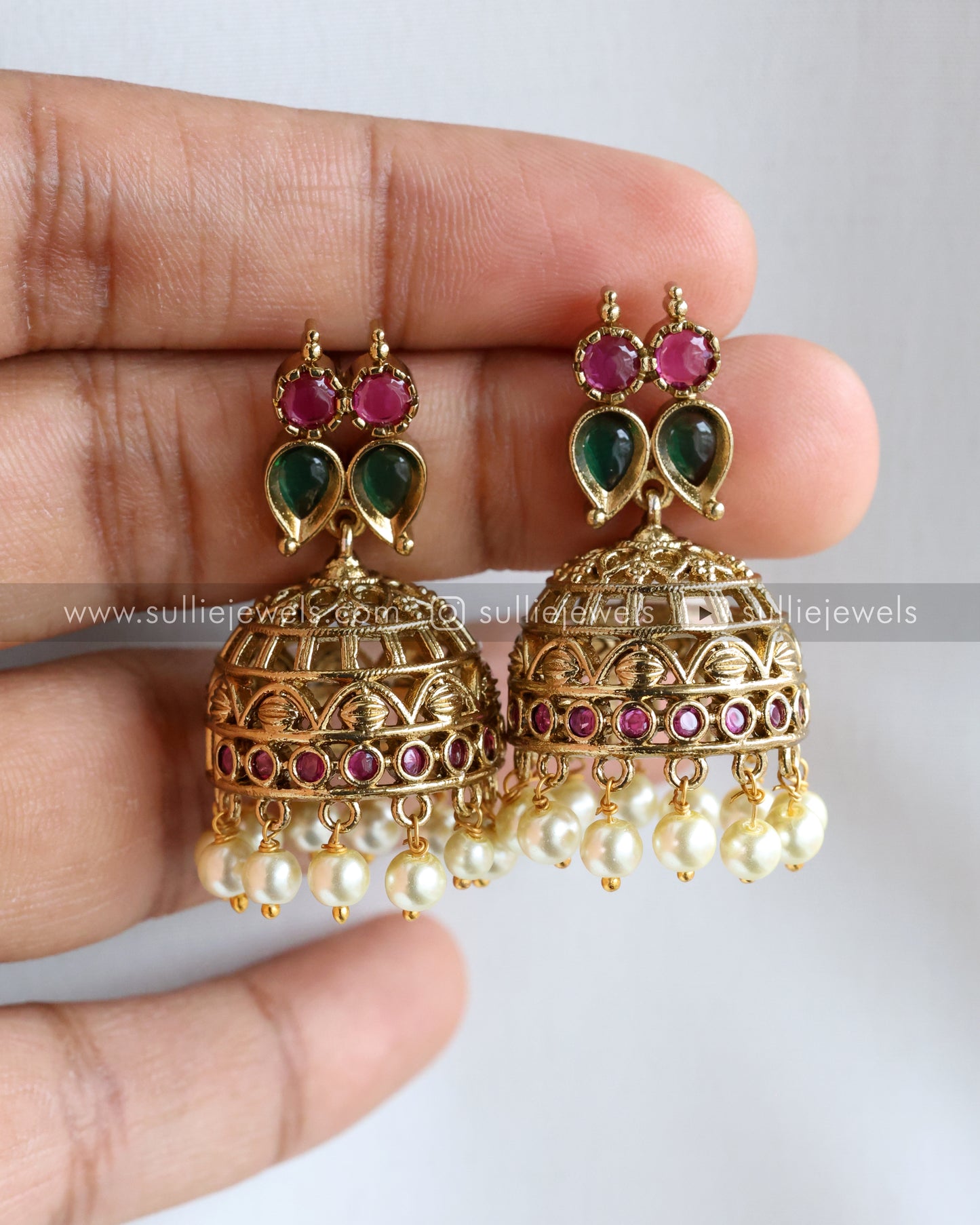 Premium Palakka Necklace/Maala with Jhumka