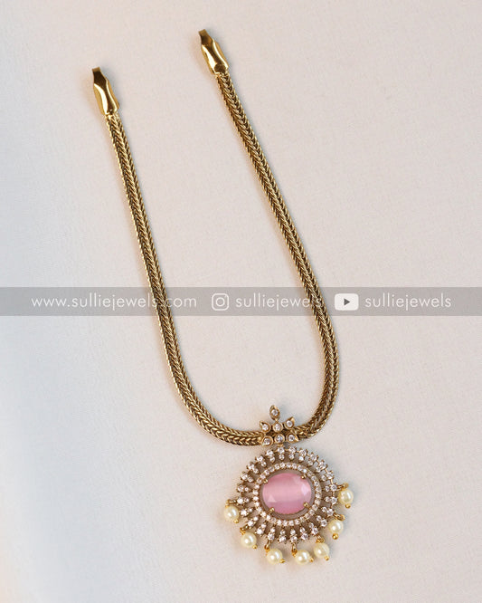 Pastel Pink Centre Stone Necklace / Choker with Stud