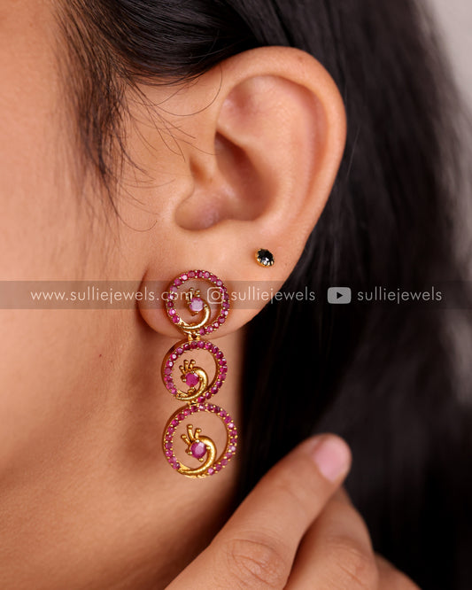 Peacock Swirl Ruby AD Necklace Set