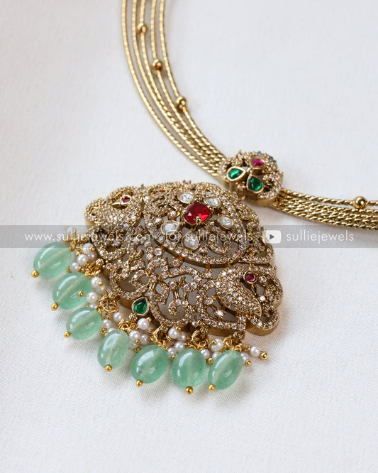 AD Premium Hasli with Earring - Mint Beads