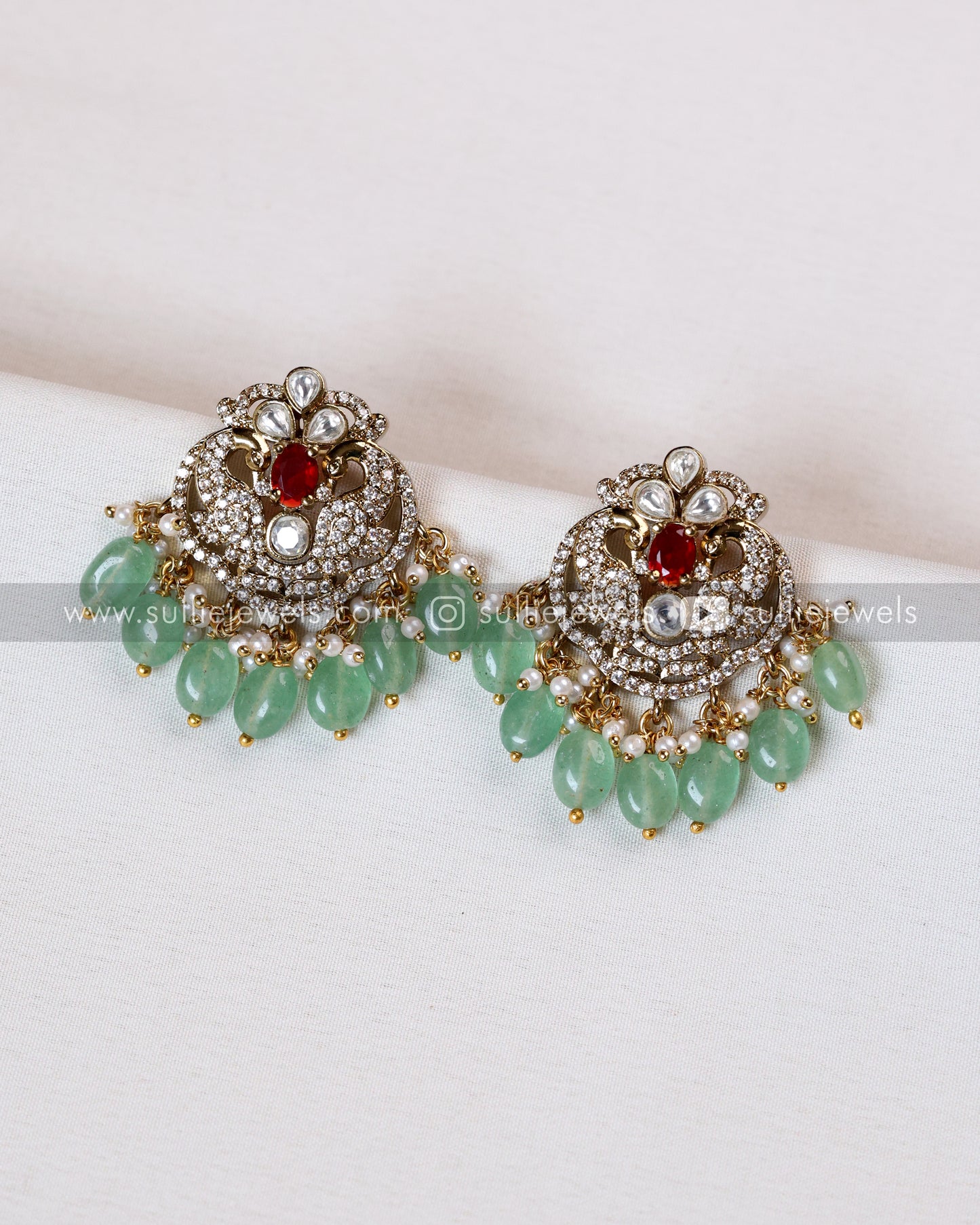 AD Premium Hasli with Earring - Mint Beads