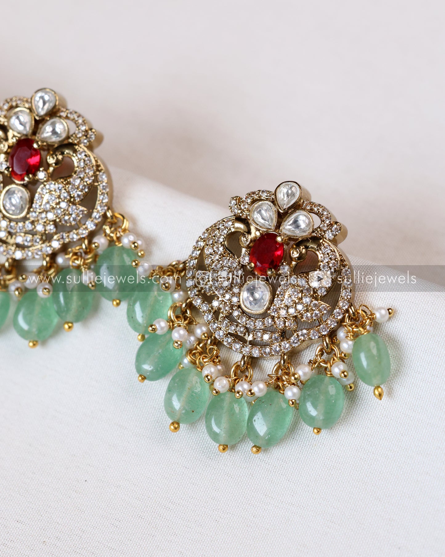 AD Premium Hasli with Earring - Mint Beads