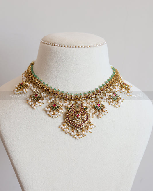 3673 - No Idol Kemp Guttapusalu Necklace with Jhumka