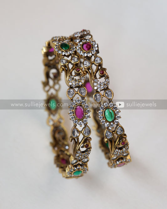 Multicolour Victorian Stone Bangle - Set of 2