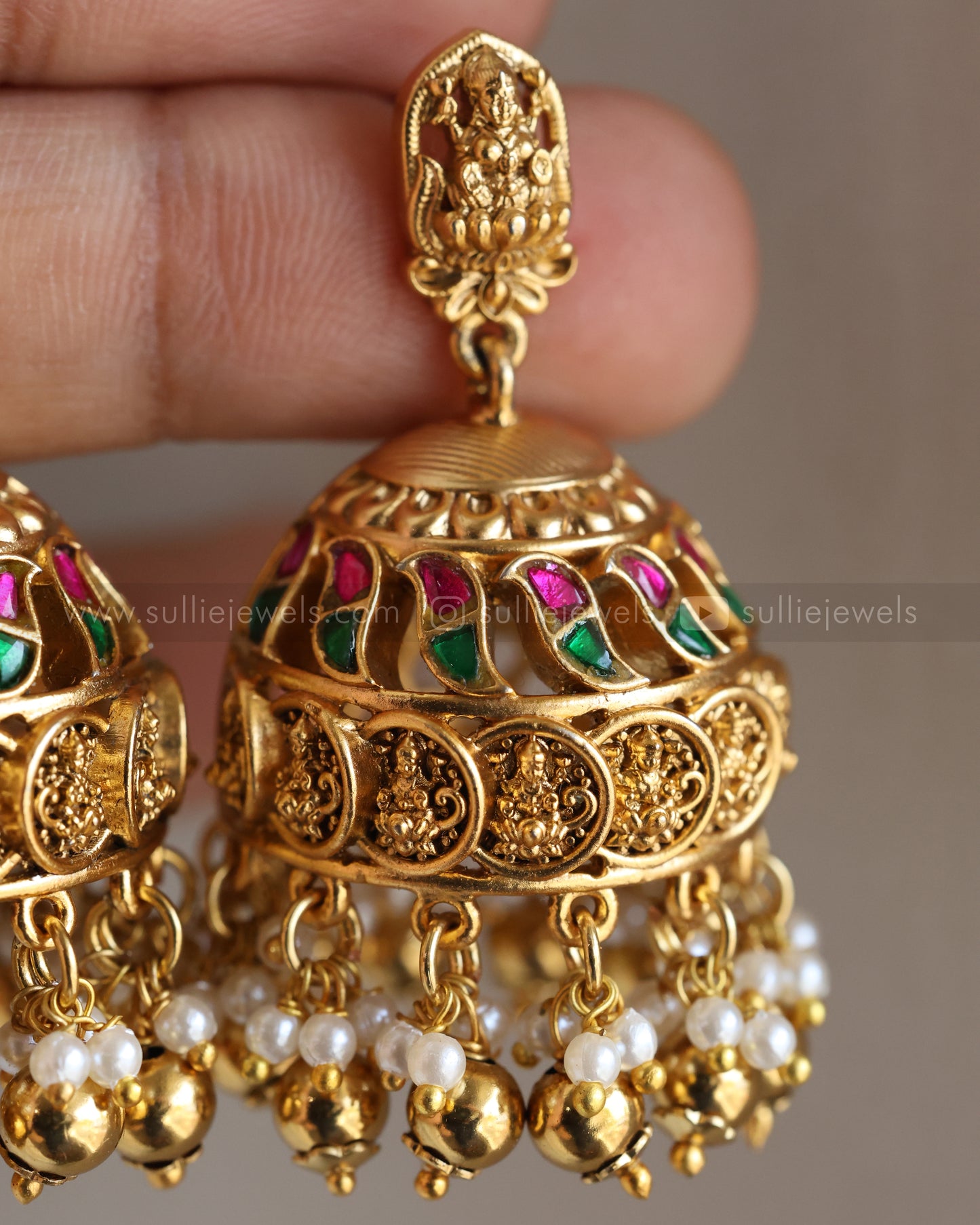 3661 - Premium Jadau Lakshmi Coin Necklace with Earring
