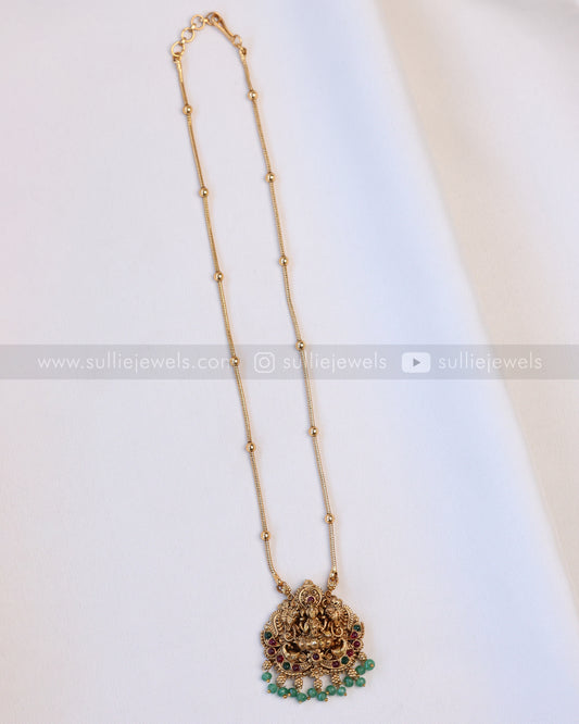 6047 - Sullie Basic - Goddess Gold Beaded Snake Chain Pendant with Stud