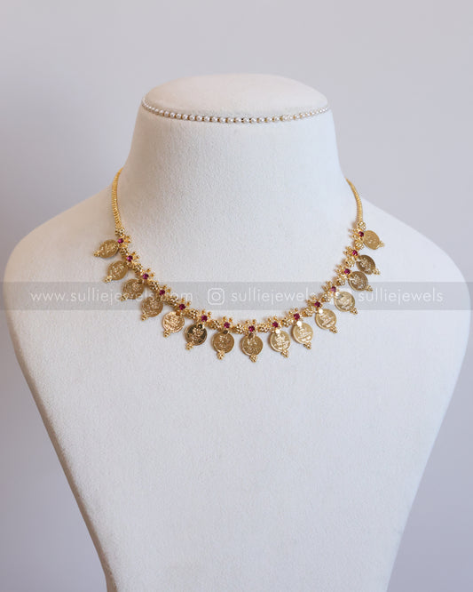 3941 - Minimal Gold Plated Coin Necklace / Kashumaala