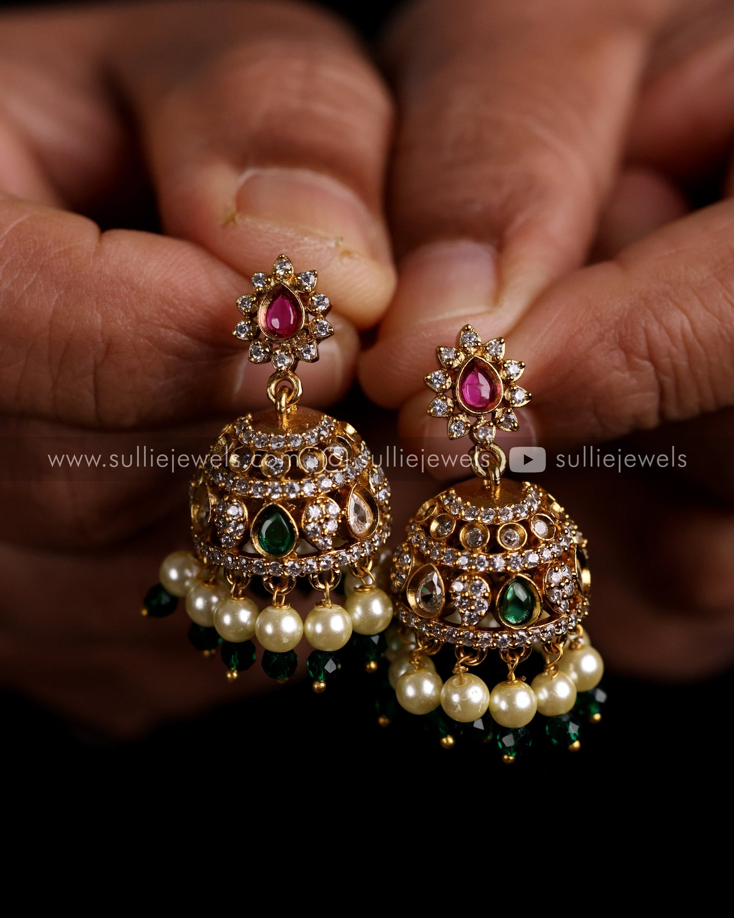 Premium AD Peacock Necklace with Jhumkas
