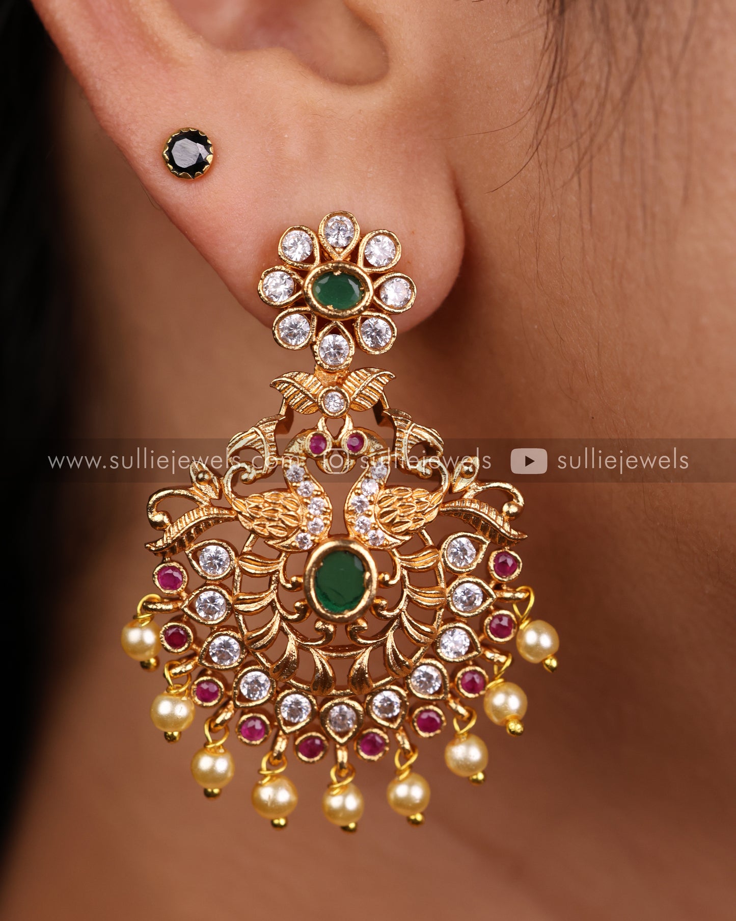 AD Chandbali Peacock Earring