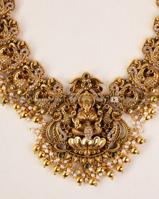 733 - Premium Antique Lakshmi Haram with Earrings