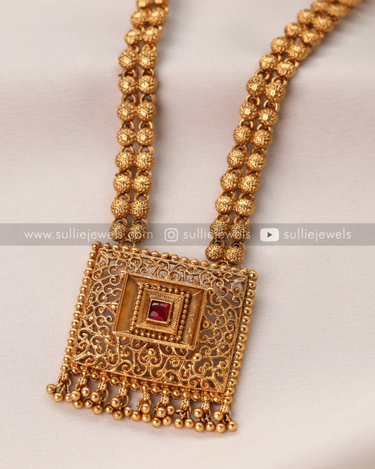 Square Pendant Haram / Long Chain with jhumka