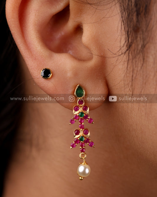 Stone Necklace Set with Pearl drops