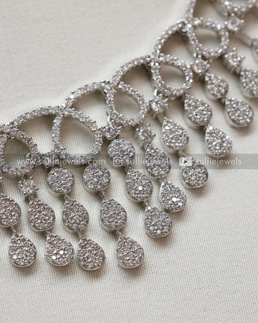 AD Silver Necklace with Earring
