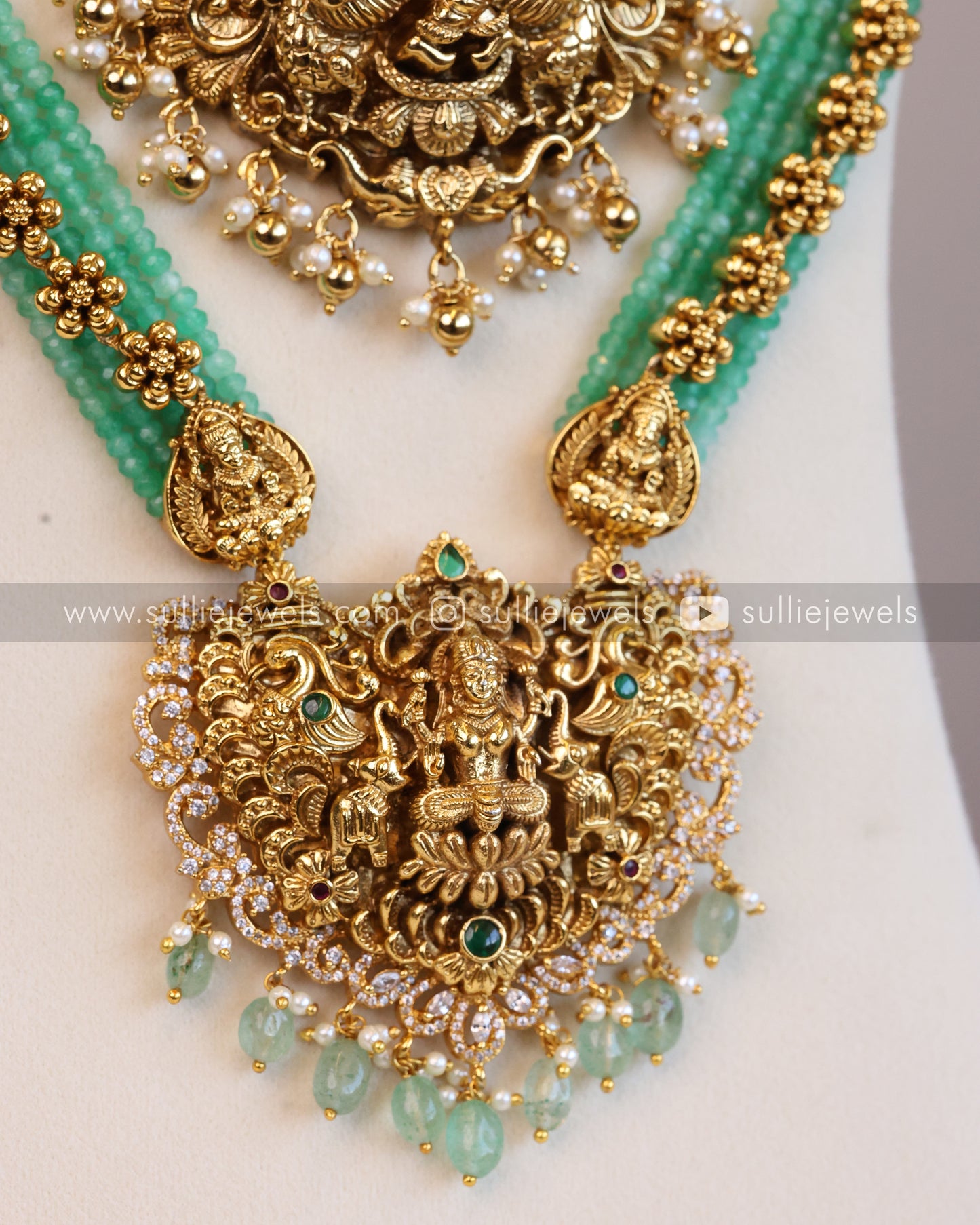 Premium Lakshmi Onyx Mint Beads Bridal Combo ( 6 piece )