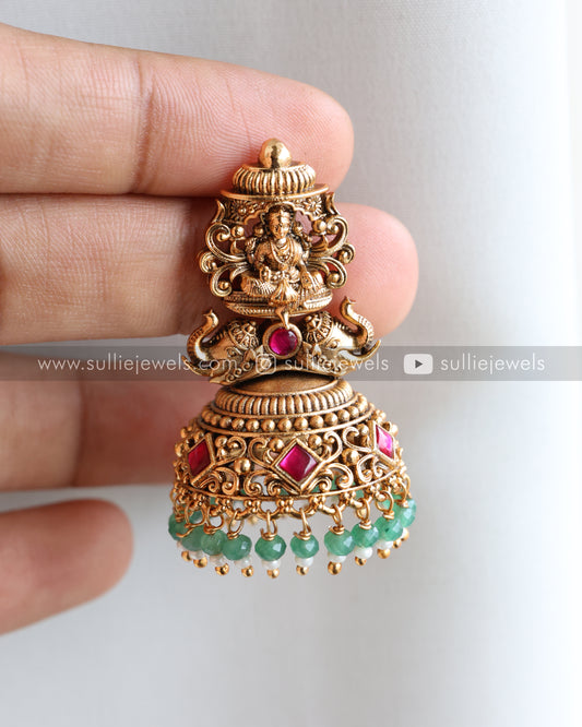 Premium Goddess Mint Beads Copper Gold Jhumka