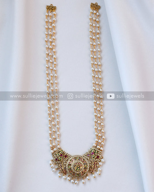 Peacock Pearl Haram / Long Chain with Jhumkas