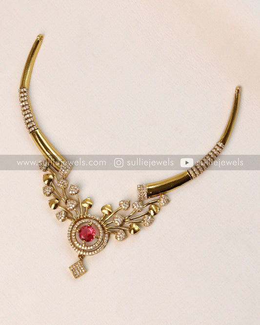 Ruby Stone Necklace with Stud