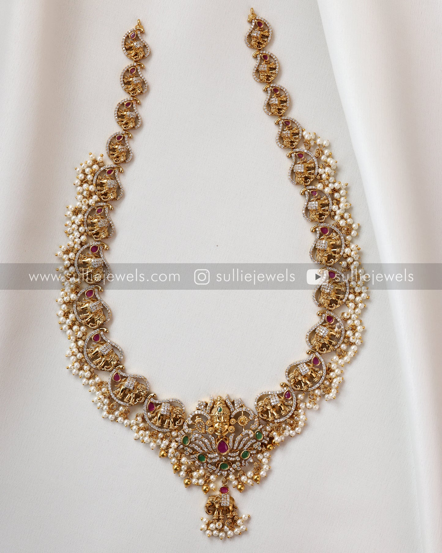 AD Premium Venkateswara Haram with Earrings
