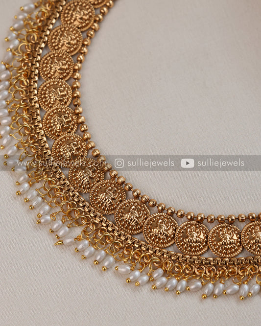Lakshmi Coin Pearl Necklace with Stud
