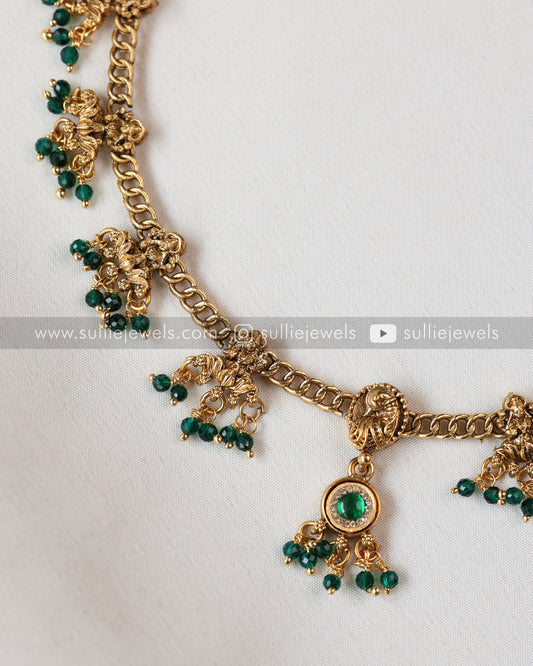 Sullie Basic - Lakshmi Charm Green Beads Necklace with Earring