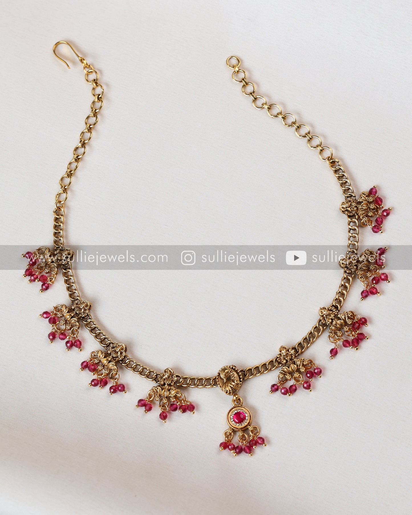 Sullie Basic - Lakshmi Charm Ruby Beads Necklace with Earring