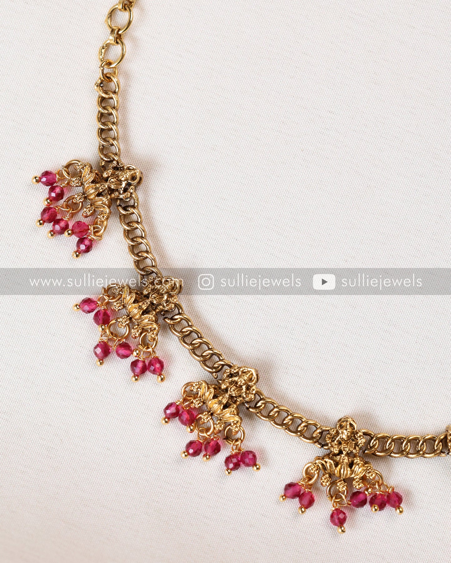 Sullie Basic - Lakshmi Charm Ruby Beads Necklace with Earring