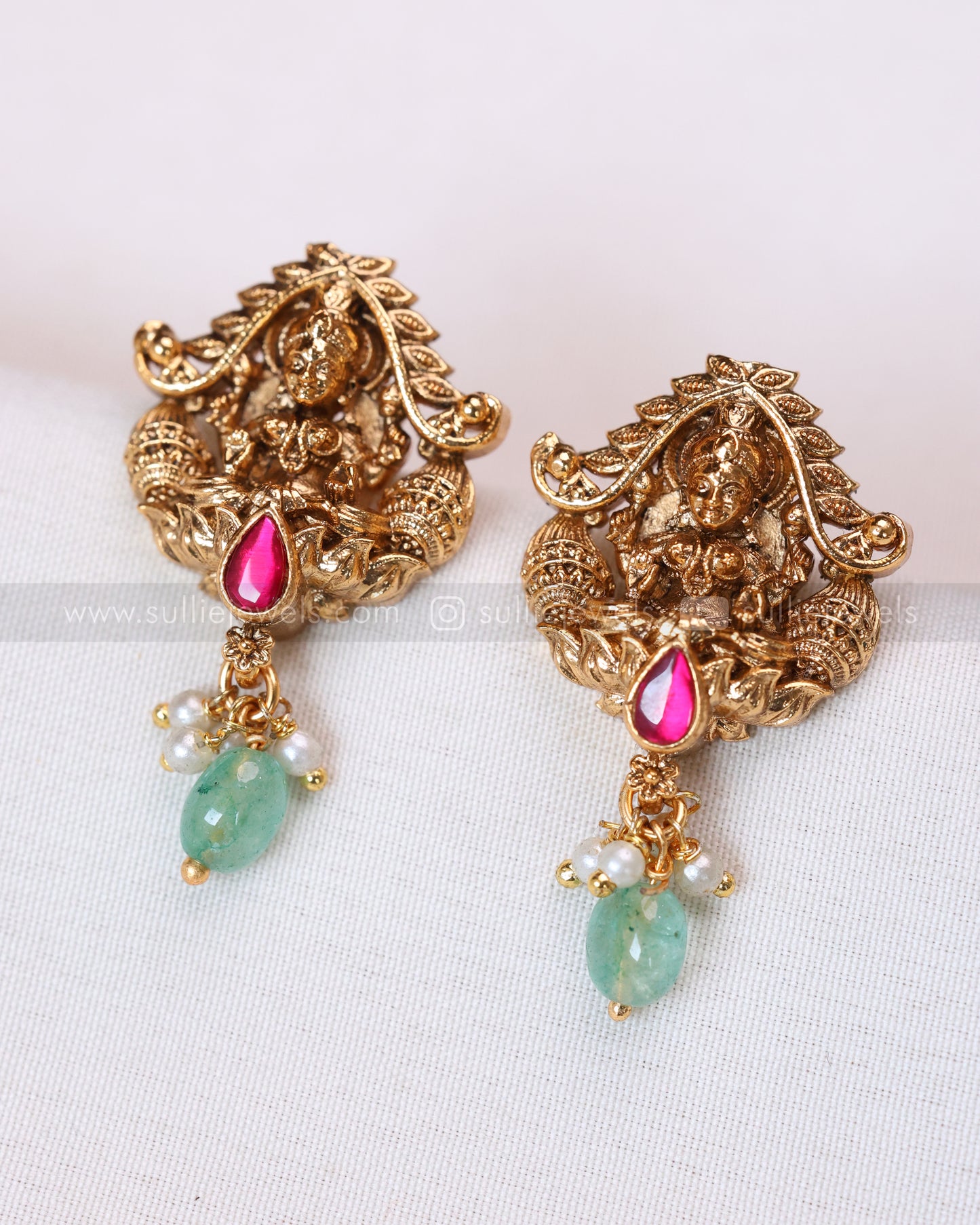 2095 - Premium Copper Gold Lakshmi Choker with Stud - Mint Beads