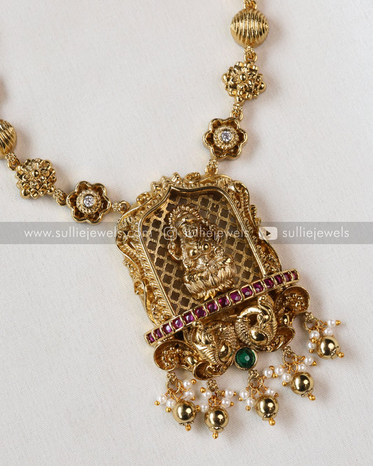 Premium Goddess Gopuram Detailed Pendant Chain with Jhumka