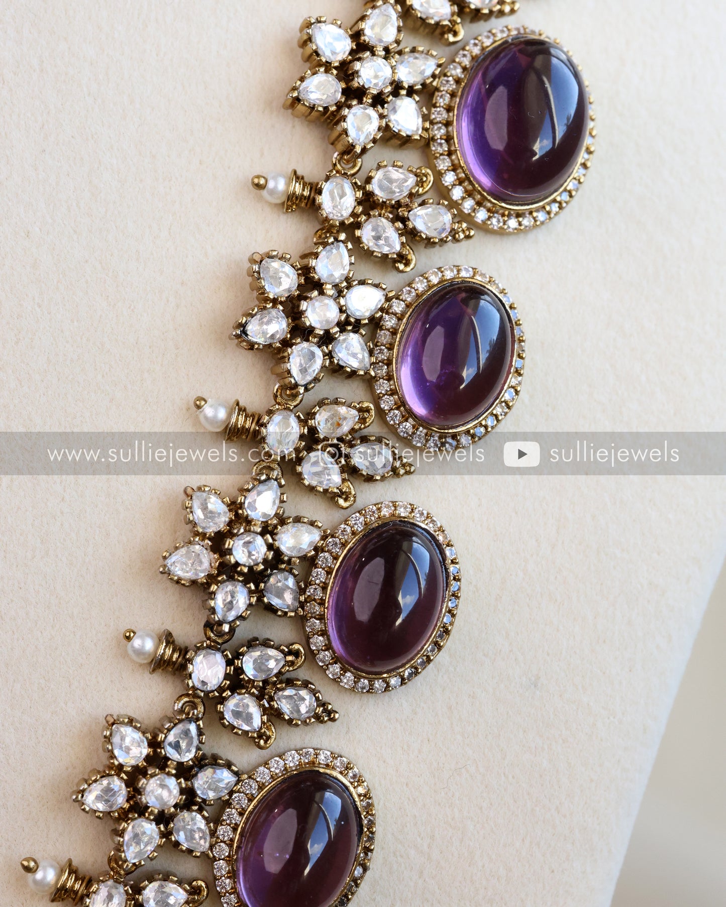 Victorian Polki Diamond Violet Combo ( 6 piece )