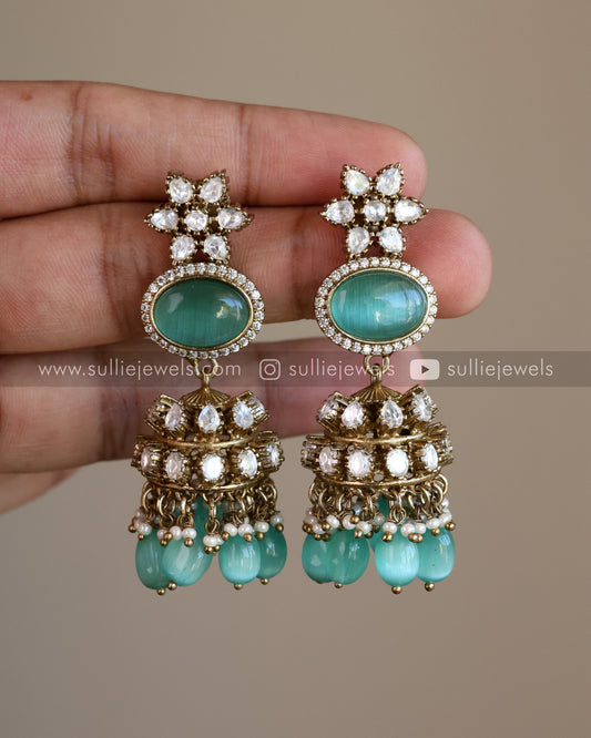 Victorian Polki Diamond Pastel Blue/Green Combo ( 6 piece )