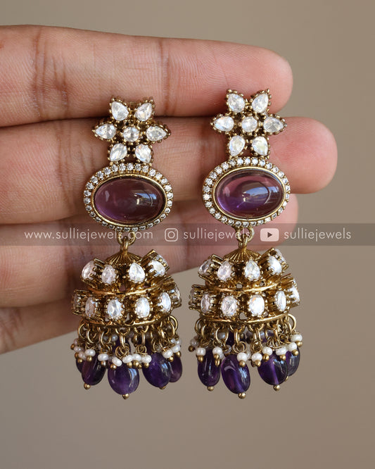 Victorian Polki Diamond Violet Combo ( 6 piece )