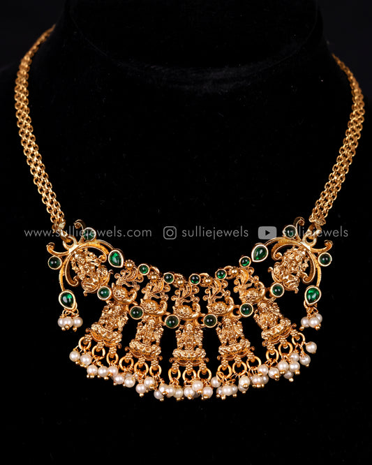 Peacock & Lakshmi Chain with Jhumka