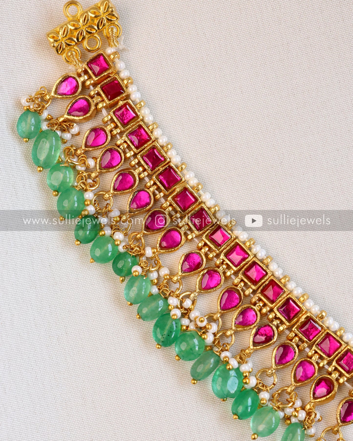Jadau Kundan Chandbali Premium Choker with Strawberry Beads