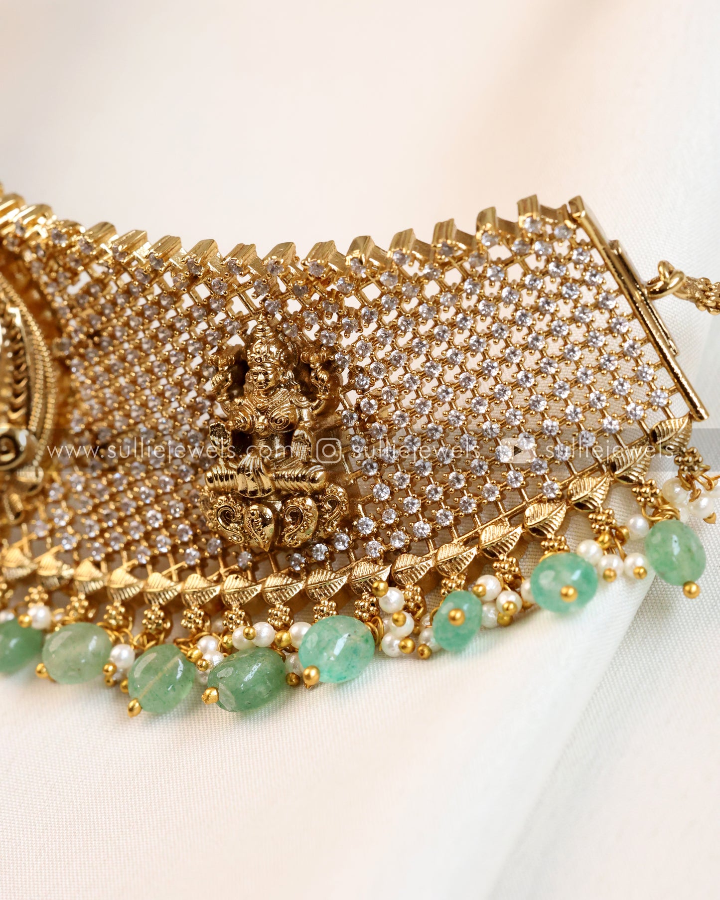 Lakshmi Premium Bridal Choker with Jhumka - Mint Beads
