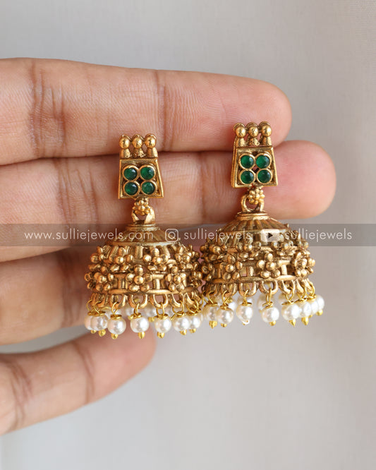 Red Palakka Enamel Necklace with Jhumka