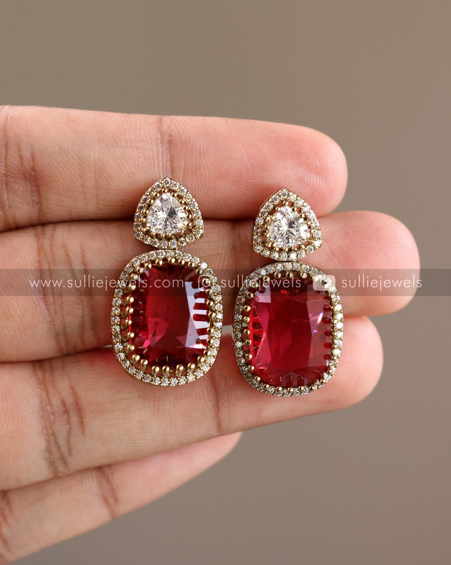 Ruby Pendant Necklace with Earring