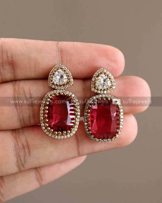 Ruby Pendant Necklace with Earring