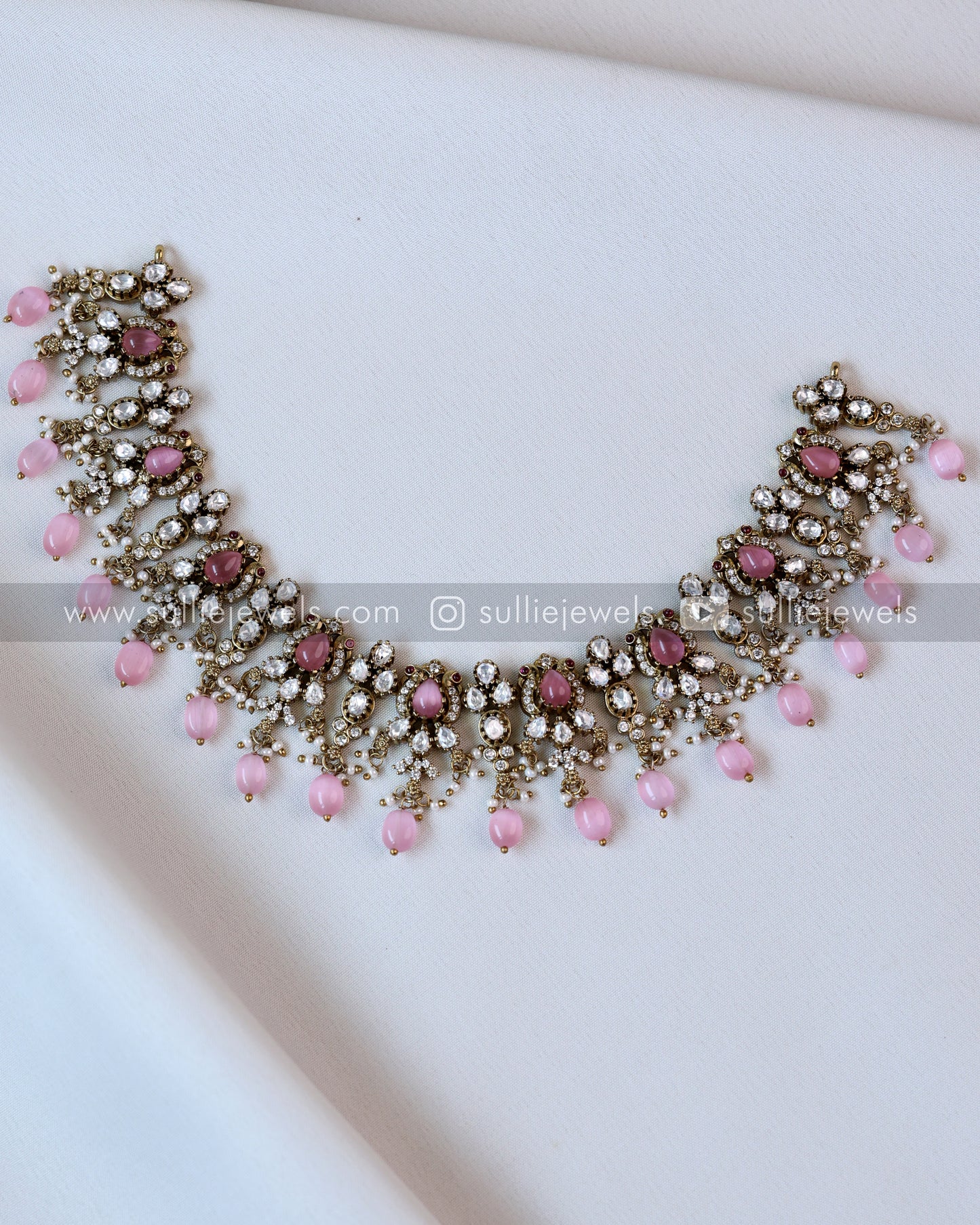Victorian Premium Diamond Necklace with Jhumkas