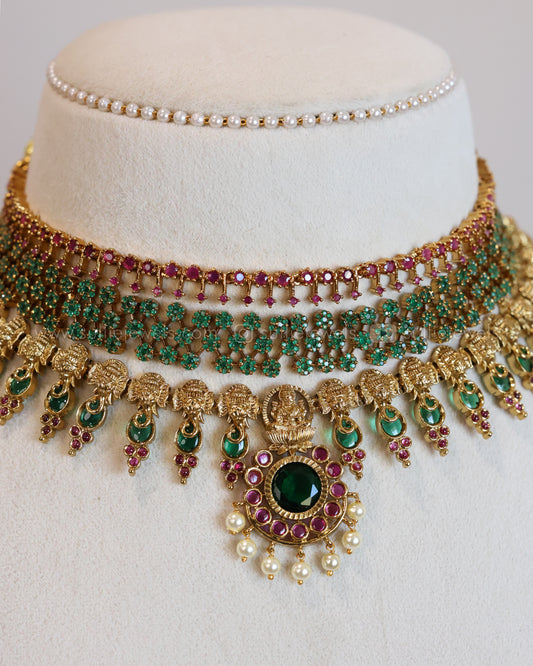 Lakshmi AD Stone & Palakka Layered Combo