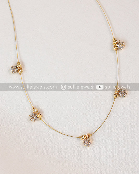 Minimal Diamond Star Invisible Gold String Chain