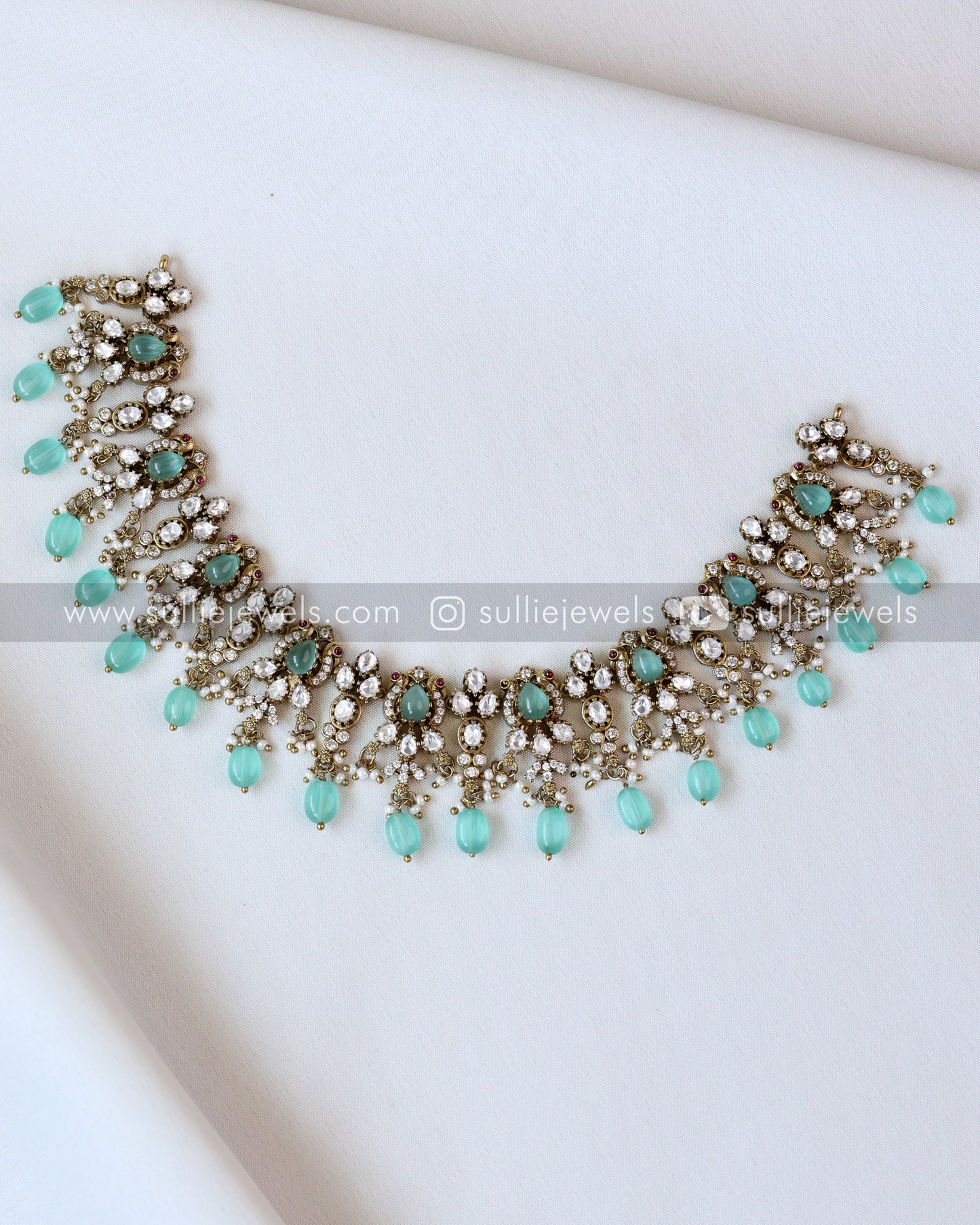 Victorian Premium Diamond Necklace with Jhumkas
