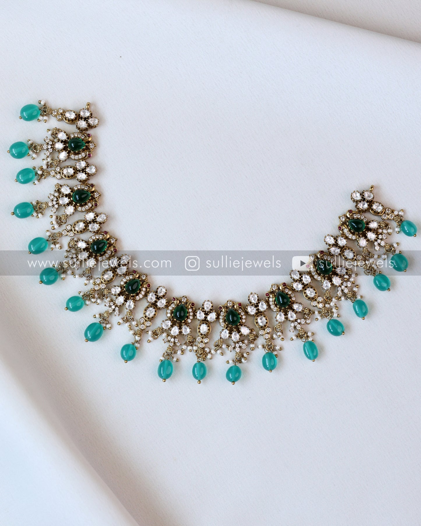 Victorian Premium Diamond Necklace with Jhumkas