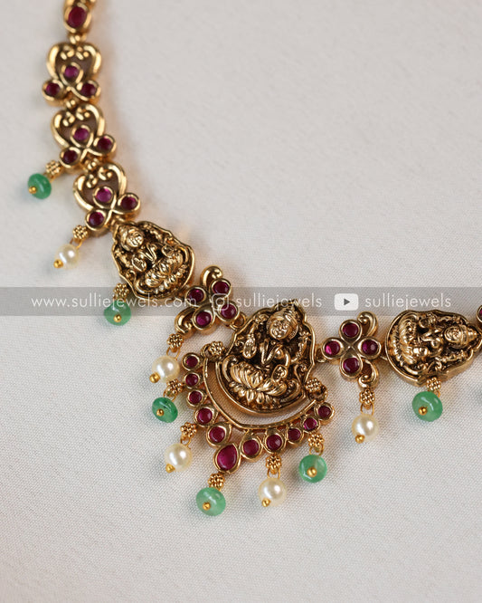 Lakshmi Minimal Designer Kemp Necklace with Earring