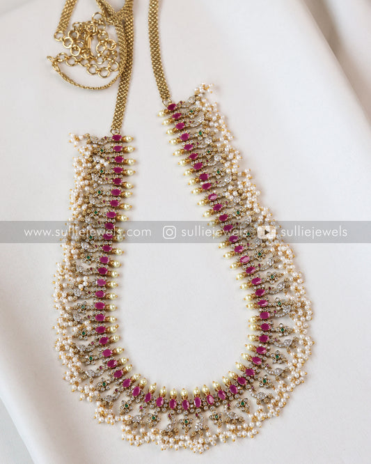 Peacock Guttapusalu Premium Dark Pink Hipchain - Short width / Long width