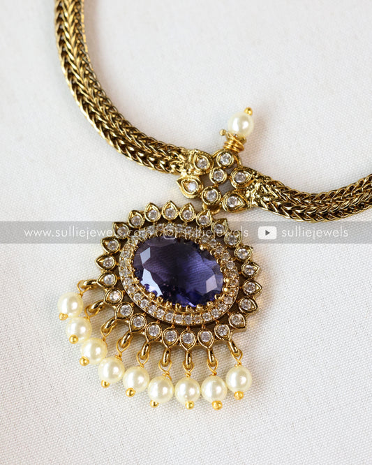 Violet AD Centre Stone Necklace / Choker with Stud