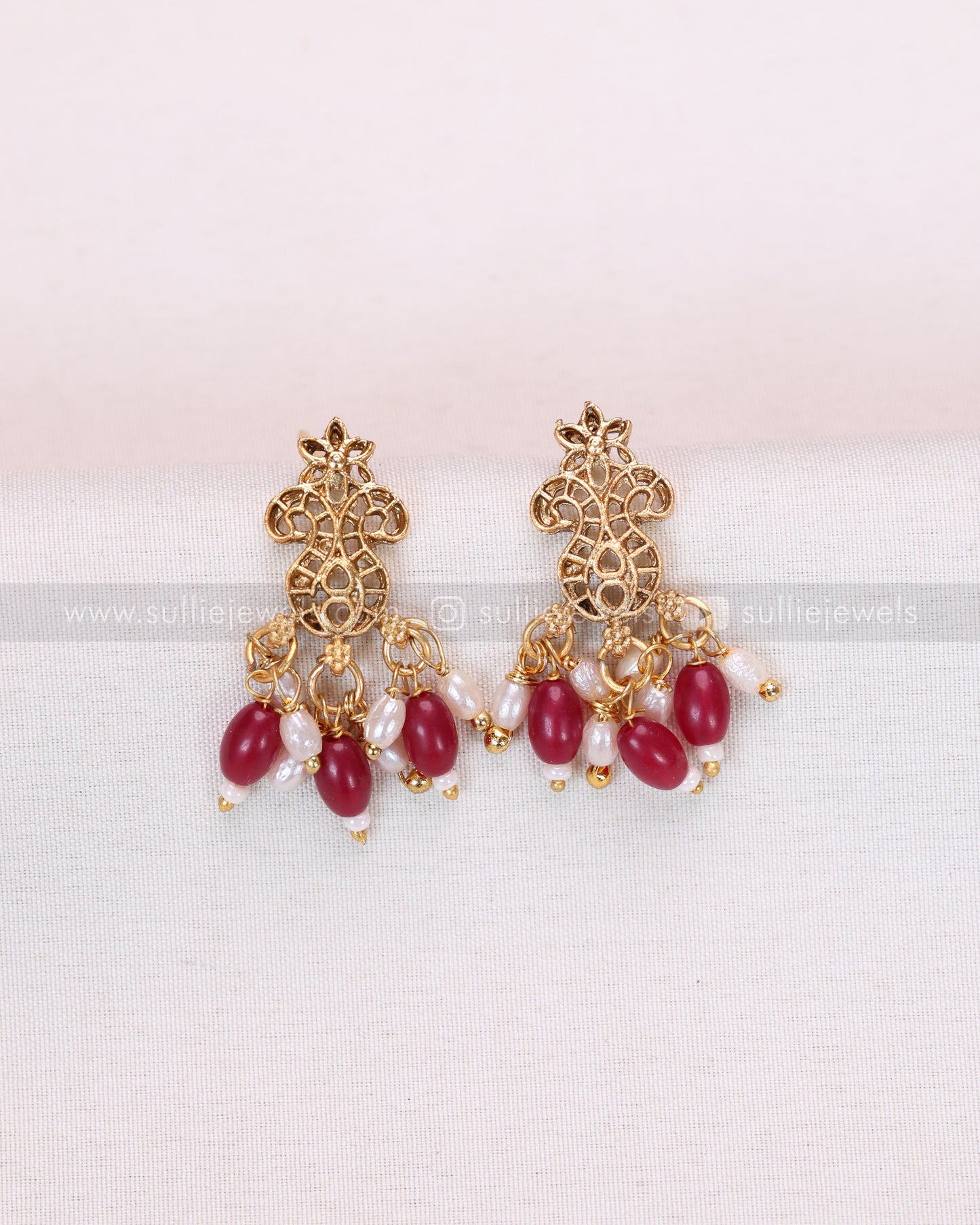 3785 - Sullie Basic Ruby Guttapusalu Hasli with Earrings